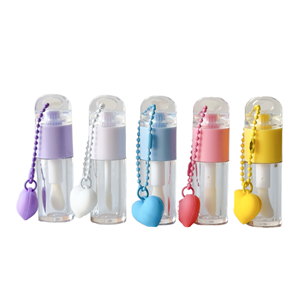 Wholesale 4ml Transparent Plastic Lip Gloss <strong>Tubes</strong> Empty with Brush Pink Yellow Love Key Chain Accessory for Cosmetics - Product Image 6