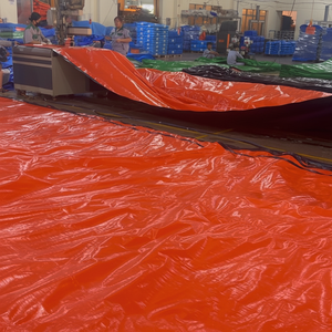 Manta impermeable de lona naranja/azul oscuro de 200gsm, diseño liso elegante para niños y niñas - Product Image 1