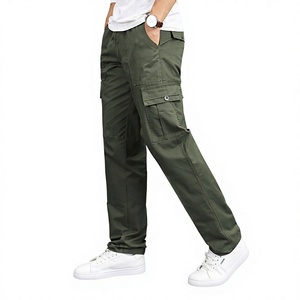 Pantalon cargo décontracté pour homme, taille haute, en toile épaisse, infroissable, respirant, avec poches en élasthanne/coton et braguette zippée - Product Image 2