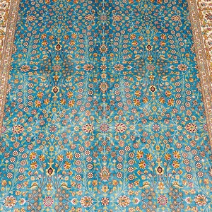 Yilong มือถักมือสไตล์ตุรกีพรมผ้าไหมพรมผ้าไหมสีเบจทำด้วยมือ - Product Image 4