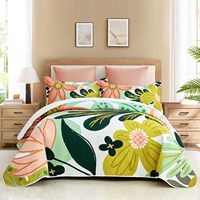 Parure de lit personnalisée, couvre-lit en tissu microfibre de qualité avec motif végétal brodé, rembourrage de drap plat en polyester pour l'hiver