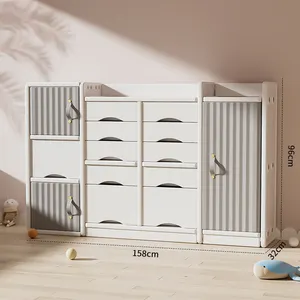 Baby Furniture Custom Plastic Movable Chest Corner Cupboard Rack Drawer Toys Storage Children Kids Cabinets For Kindergarten Use