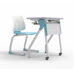 Table et chaise d'école réglables en hauteur, écologiques et durables, table à dessin mobile avec plateau en MFC pour salle d'art - Product Image 1