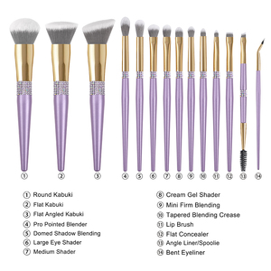 DailyQueen Échantillon gratuit Luxe Bling Argent Marque privée Paillettes Cheveux synthétiques 15 pièces Porte-pinceaux <span class=keywords><strong>de</strong></span> maquillage rose Nettoyant Diamant - Product Image 3