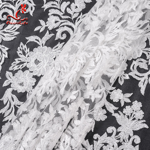 2019 gros 131CM Couleur <span class=keywords><strong>Blanche</strong></span> Tissu Brodé Français Tissu De Dentelle De Mariée - Product Image 6