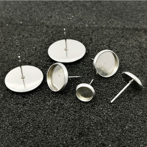 Disc Welded Earring <b>Posts</b> 8-20mm Plated Iron <b>Round</b> Base For Earring Making Jewelry Findings Components - Product Image 2