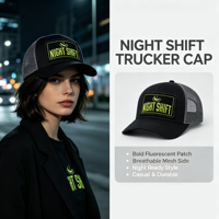 Casquette de camionneur vintage en maille avec patch brodé fluorescent effiloché, respirante en coton, idéale pour les sports de plein air