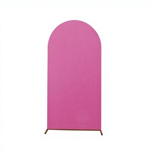 Copertura per fondale in tessuto rosa a forma di arco rotondo per matrimoni, feste e sale per eventi - Product Image 1