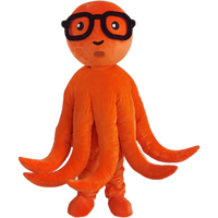 Costume de mascotte pieuvre orange en peluche personnalisé Blue Sky pour adulte avec lunettes de soleil unisexe