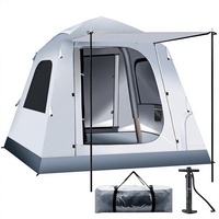 Tente de camping gonflable rapide 3-4 personnes, glamping, extérieur, gonflage facile, bâche imperméable, quatre saisons, Oxford enduit argenté