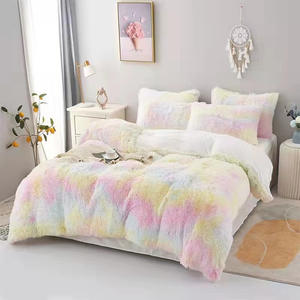 高品質環境にやさしいフェイクファーシャギー羽毛布団カバーフラットシートフランネルマイクロファイバー4個羽毛布団セット掛け布団セット - Product Image 4