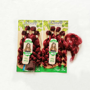 Bán Buôn Super <span class=keywords><strong>Diva</strong></span> Curl Tổng Hợp Tóc Dệt, Đóng Gói Màu Đỏ Tóc Sợi Ngang Với Miễn Phí Fringe Một Gói Cho Một Tóc - Product Image 2