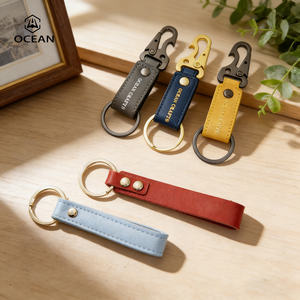 Porte-clés en cuir coloré fabriqué en Chine, porte-clés professionnel gravé en cuir PU véritable - Product Image 5