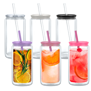 Đôi Tường Long Lanh Tự Làm 12 16 <span class=keywords><strong>20</strong></span> Oz Thăng Hoa Tuyết Globe Borosilicate Glass Tumbler Cốc Cà Phê Bia Có Thể Hình Dạng Ly Với Rơm - Product Image 1