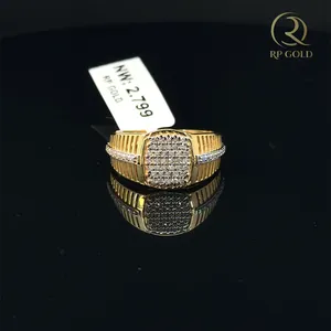 Elegant <b>mens</b> gold <b>ring</b> with diamond style stones premium design stylish statement jewelry perfect for special occasions - Product Image 3