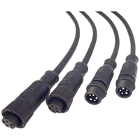 Connecteur DC étanche IP68 M12 4/6/8 broches, câble noir personnalisable, extrémités mâle/femelle, 12V 5A, idéal pour l'alimentation/LED