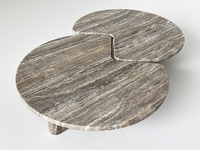 Table basse de style farmhouse durable et mobile avec plateau en marbre et structure en métal