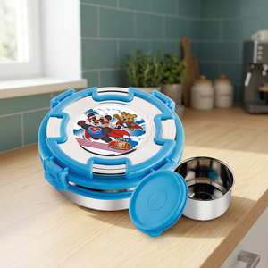 Lonchera BIG BOSS Azul de Acero Inoxidable, Contenedor de Comida para Niños con Compartimentos, Almacenamiento de Alimentos para la Escuela - Product Image 3
