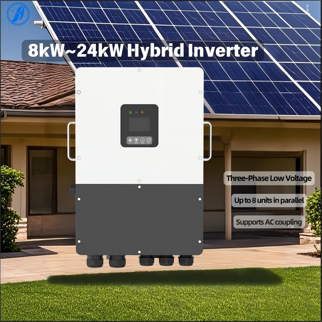 8kw-24kw Three-Phase Hybrid Inverter 415A Charge IP66 2 MPPT 99.9% Efficiency for Residential Commercial Solar Energy Storage