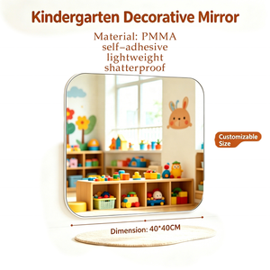 Wholesale 40*40cm Frameless Unbreakable Acrylic Safety Wall <b>Mirror</b> Self Adhesive Kids <b>Mirror</b> for Preschool Classroom Decor - Product Image 2