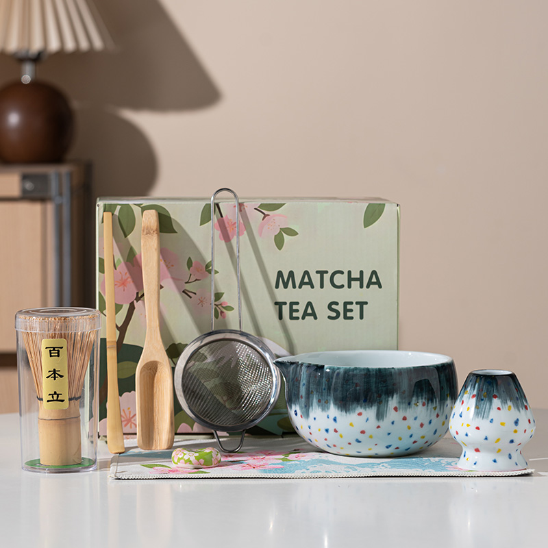 Color wave dot matcha 8-piece set-dark blue