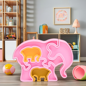 Tùy chỉnh phim hoạt hình 3D Elephant DIY đồ chơi unisex bé Silicone câu đố cho giáo dục sớm EN71 chứng nhận ghép hình câu đố cho chàng trai cô gái - Product Image 4