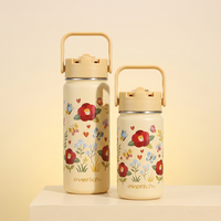 Gobelet de sport pour enfants 14 oz en acier 18/8, anti-transpiration, avec couvercle à double mode (paille et bec pliable), pour activités de plein air, vente en gros
