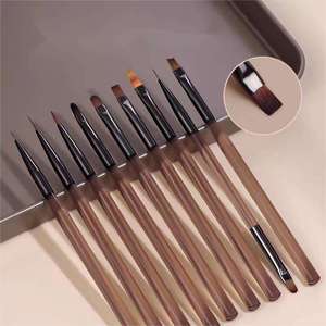 UV Gel <b>Nail</b> Brush Set 9pcs Liner Stripe Painting Drawing Carving Pen Wood Handle DIY Manicure Detailing <b>Nail</b> Art Tool - Product Image 1