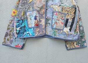 Veste matelassée en coton faite à la main, patchwork, manches longues, motif floral, fermeture à ceinture, douce, séchage rapide, pour femmes, vêtements d'hiver - Product Image 2