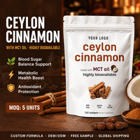 Cápsulas Blandas de Canela de Ceilán Orgánica de Alta Potencia con Aceite MCT, 30 Cápsulas Blandas, Suplemento Dietético para Adultos, Antioxidante, Salud Metabólica