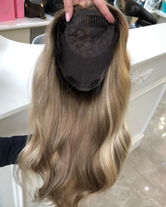 Châu Âu Trinh Nữ Tóc Lụa cơ sở đóng cửa toupee sóng tự nhiên cho cô gái tóc vàng tay gắn Mono knots mật độ 120% lớp biểu bì phù hợp cho - Product Image 5