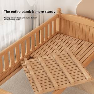 سرير أطفال قابل للتوسيع، سرير جانبي عريض، سرير أطفال من خشب الزان، تصميم عصري بسيط، 15 مستوى للتعديل، مصنوع بالكامل من خشب الزان - Product Image 4