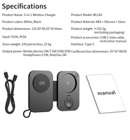 Support de Charge Magnétique Sans Fil Pliable Portable 3-en-1 pour iPhone 17 16 15 14 13 Pro Max, Montre et Écouteurs