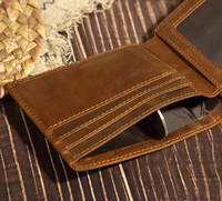 Portefeuilles Homme Pliables de Luxe en Cuir de Vachette Véritable Marque Personnalisable Minimalistes Fins de Créateur avec Blocage RFID pour la Vente en Gros