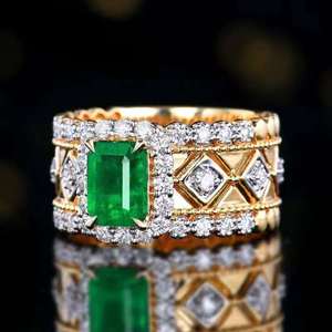 SGARIT Fine Jewelry 18k gold 1.23ct Natural <span class=keywords><strong>Kisa</strong></span> Midori Emerald Real Diamond Men Ring Jewellery con certificato GRC - Product Image 2