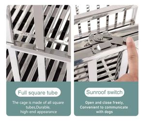 Jaula para perros grande <span class=keywords><strong>de</strong></span> acero inoxidable al por mayor <span class=keywords><strong>de</strong></span> fábrica, caja médica <span class=keywords><strong>de</strong></span> plástico <span class=keywords><strong>de</strong></span> hierro para cría <span class=keywords><strong>de</strong></span> cachorros animales conejos plegable gruesa personalizada - Product Image 3