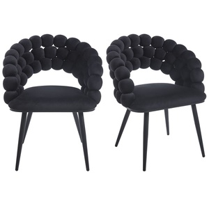 Silla de Comedor Moderna para Restaurante Comercial con Tapicería de Terciopelo, Respaldo Hueco Acolchado y Patas de Metal Resistentes - Product Image 5