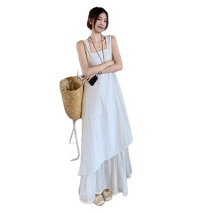 Irregular Suspender Dress Women Long Sleeveless Asymmetric Splicing Leisure Holiday Celebration Casual Dress - Product Image 5