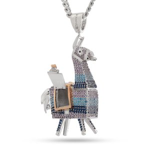 Pendentif Llama en Argent Sterling 925, Sertissage Diamanté, Bijou Hip Hop Tendance, Plaqué Rhodium Personnalisé, Breloque Unisexe - Product Image 1