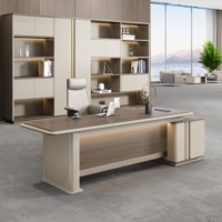 Ensemble de bureau et chaise de direction de luxe en bois moderne en forme de L avec rangement, couleur personnalisée, mobilier durable pour la maison et le bureau