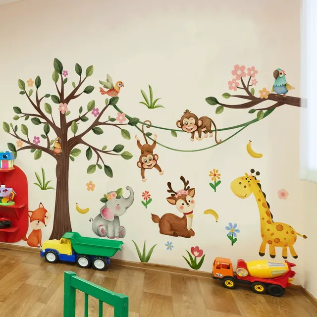 Nicro New Design Removable Cartoon Animal Theme Waterproof Wall Decals Children's Bedroom Decoration Nursery PVC Wall Stickers
