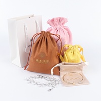 Logo personnalisé Anti-ternissement velours et boîte sac à bijoux en microfibre en daim doux