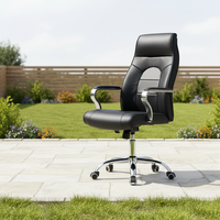 Chaise de bureau exécutive ergonomique moderne réglable en acier inoxydable avec appui-tête réglable en hauteur, pivotante, pour le bureau à domicile