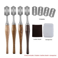 Couteau à pain en acier inoxydable, outil à découper la pâte, lame courbée, manche en bois, lames remplaçables, trancheur de pain artisanal pour la fabrication maison