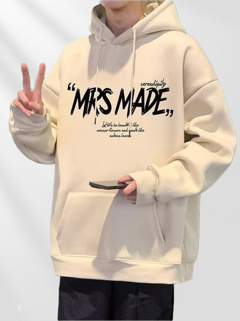 European American Autumn Winter Street Casual Trendy Long Sleeve T-Shirt Cotton Polyester Vintage Loose Fit Men's Hoodie