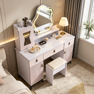 Modern Makeup Vanity <b>With</b> Lighted Mirror <b>Storage</b> Drawers Bedroom <b>Dressing</b> <b>Table</b> <b>With</b> Stool - Product Image 6
