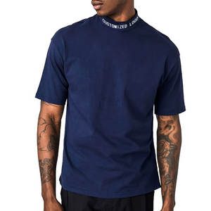 เสื้อยืดโอเวอร์ไซส์ผ้าฝ้ายแขนสั้นสำหรับผู้ชายเสื้อยืดลำลองเปิดไหล่ตกไซส์พิเศษโลโก้ - Product Image 3