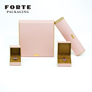 Handmade Luxury Leather Jewelry <b>Box</b> Set with Pink Lid and Base Ring Customizable <b>Gift</b> Packaging for Necklace Ring <b>Earring</b> - Product Image 6