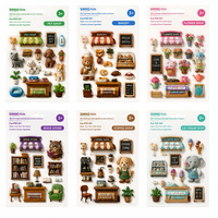 SIMNO Kids 3D Cartoon Animal Pegatinas decorativas Diversión PVC DIY Haz tu propia Mini tienda Escena creativa Viñetas