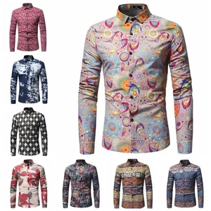 Người Đàn Ông Của Giản Dị In Hoa Dài Tay Áo Áo Sơ Mi Thời Trang Mới Velour Vải Duy Nhất Ngực Top Kích Thước Lớn 6XL Đóng Cửa Cho Mùa Hè - Product Image 6
